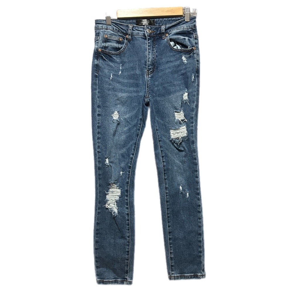 Monkey Ride Jeans Skinny Jeans Women 7/28 Blue Excellent Distressed High Rise